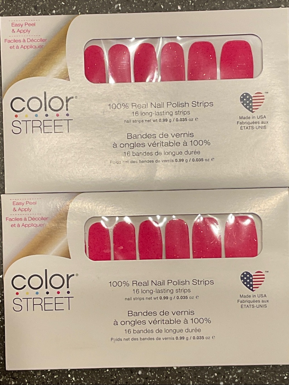 2 Raspberry Jam Color Street Pink Glitter Nail Polish Strip Sets